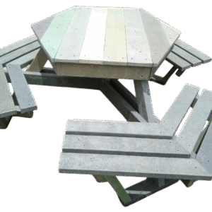 Mesa Hexagonal de Madera Plástica - CasaNova