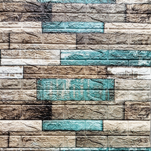Adhesivo para Pared 3D Ladrillo Vintage Turquesa y Beige – Estilo rústico con color - CasaNova Colombia