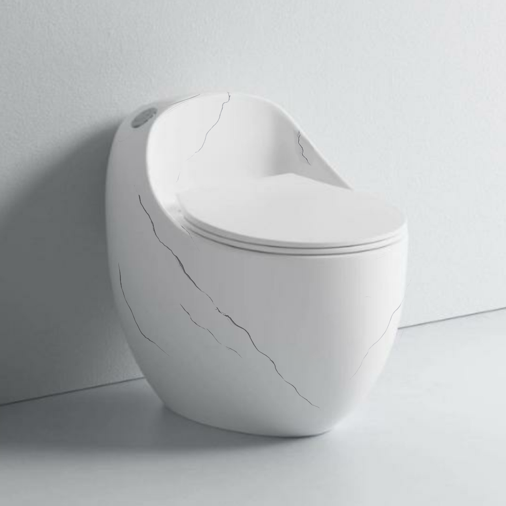 Baño ecológico de cerámica con diseño moderno y acabados dorados - CasaNova Colombia