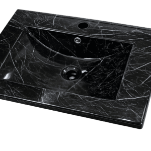 Lavamanos Rectangular de empotrar en mueble – Serenity Basin (Negro con vetas grises con rebose y salpicadero) - CasaNova Colombia